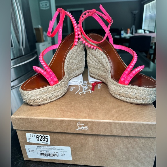 Christian Louboutin MAFALDINA ZEPPA Spiked Platform Wedge Heel Sandal Shoes - Picture 7 of 15